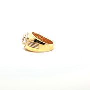 Yellow Gold Multistone Ring Featuring Round Cut American Diamonds