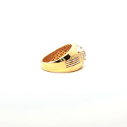 Yellow Gold Multistone Ring Featuring Round Cut American Diamonds