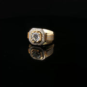 Yellow Gold Multistone Ring Featuring Round Cut American Diamonds