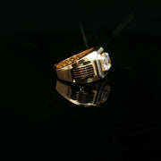 Yellow Gold Multistone Ring Featuring Round Cut American Diamonds