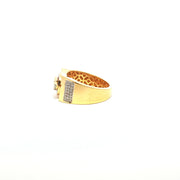 Yellow Gold Multistone Ring with Round Cut American Diamonds Featuring MINI Logo