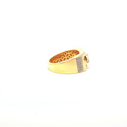 Yellow Gold Multistone Ring with Round Cut American Diamonds Featuring MINI Logo