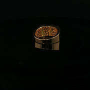 Yellow Gold Multistone Ring with Round Cut American Diamonds Featuring MINI Logo