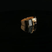 Yellow Gold Multistone Ring with Round Cut American Diamonds Featuring MINI Logo