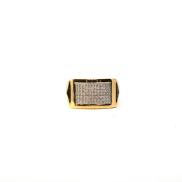 Yellow Gold Ring with Round Cut American Diamonds