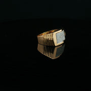 Yellow Gold Ring with Round Cut American Diamonds