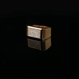 Yellow Gold Ring with Round Cut American Diamonds