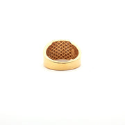 Yellow Gold Signet Ring with Brilliant Round Cut American Diamonds