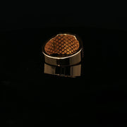 Yellow Gold Signet Ring with Brilliant Round Cut American Diamonds