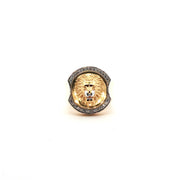 Yellow Gold Signet Ring with Diamond Lion Motif