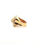 Yellow Gold Signet Ring with Diamond Lion Motif