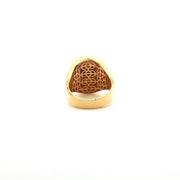 Yellow Gold Signet Ring with Diamond Lion Motif