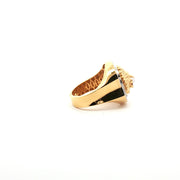 Yellow Gold Signet Ring with Diamond Lion Motif