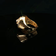 Yellow Gold Signet Ring with Diamond Lion Motif