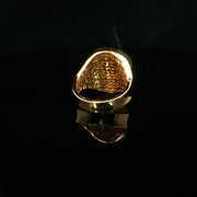 Yellow Gold Signet Ring with Diamond Lion Motif