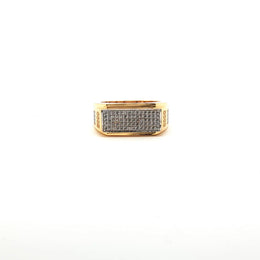 Yellow Gold Band Ring with Round Cut American Diamond Setting