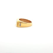 Yellow Gold Band Ring with Round Cut American Diamond Setting