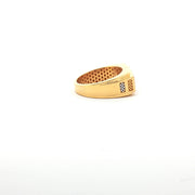 Yellow Gold Band Ring with Round Cut American Diamond Setting