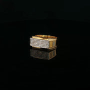 Yellow Gold Band Ring with Round Cut American Diamond Setting