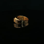 Yellow Gold Band Ring with Round Cut American Diamond Setting