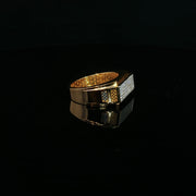 Yellow Gold Band Ring with Round Cut American Diamond Setting
