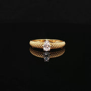 Unique Texture in 22K Gold, Brilliant Pear CZ