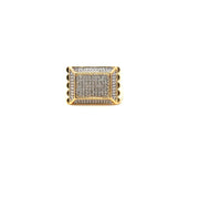 Men’s Yellow Gold Ring Featuring Square Arrangement of Round Cut American Diamonds
