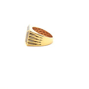 Men’s Yellow Gold Ring Featuring Square Arrangement of Round Cut American Diamonds