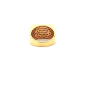 Men’s Yellow Gold Ring Featuring Square Arrangement of Round Cut American Diamonds