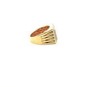 Men’s Yellow Gold Ring Featuring Square Arrangement of Round Cut American Diamonds