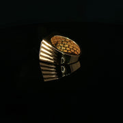 Men’s Yellow Gold Ring Featuring Square Arrangement of Round Cut American Diamonds