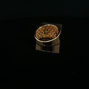 Men’s Yellow Gold Ring Featuring Square Arrangement of Round Cut American Diamonds