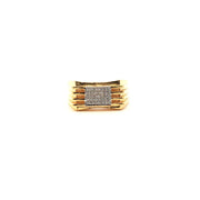 Men’s Square-Set Round Cut American Diamonds Yellow Gold Ring