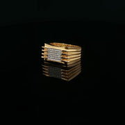 Men’s Square-Set Round Cut American Diamonds Yellow Gold Ring