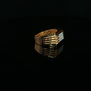 Men’s Square-Set Round Cut American Diamonds Yellow Gold Ring