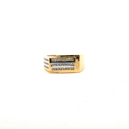 Yellow Gold Ring with Round Cut American Diamonds in Channel Setting