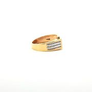 Yellow Gold Ring with Round Cut American Diamonds in Channel Setting