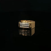 Yellow Gold Ring with Round Cut American Diamonds in Channel Setting