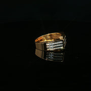 Yellow Gold Ring with Round Cut American Diamonds in Channel Setting