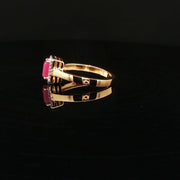 22K Gold, Elegant Ruby Center with Sparkling CZs