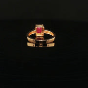 22K Gold, Elegant Ruby Center with Sparkling CZs
