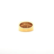 Yellow Gold Rectangle Ring Featuring Round Cut American Diamonds with Black Enamel