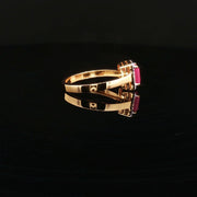 22K Gold, Elegant Ruby Center with Sparkling CZs