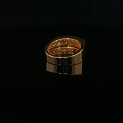 Yellow Gold Rectangle Ring Featuring Round Cut American Diamonds with Black Enamel