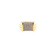 Yellow Gold Classic Ring with Round Cut American Diamonds