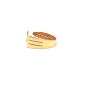 Yellow Gold Classic Ring with Round Cut American Diamonds