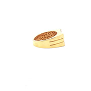 Yellow Gold Classic Ring with Round Cut American Diamonds