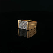 Yellow Gold Classic Ring with Round Cut American Diamonds