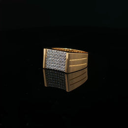 Yellow Gold Classic Ring with Round Cut American Diamonds