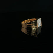 Yellow Gold Classic Ring with Round Cut American Diamonds